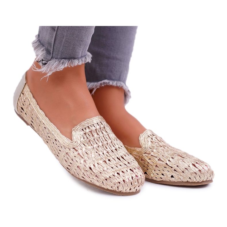 Ženske balerinke Lu Boo Pletene zlatne 4Ever zlatna