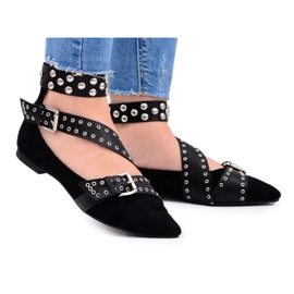 Lu Boo crne trake za balerine zakovice u Spitz Esteriji crna