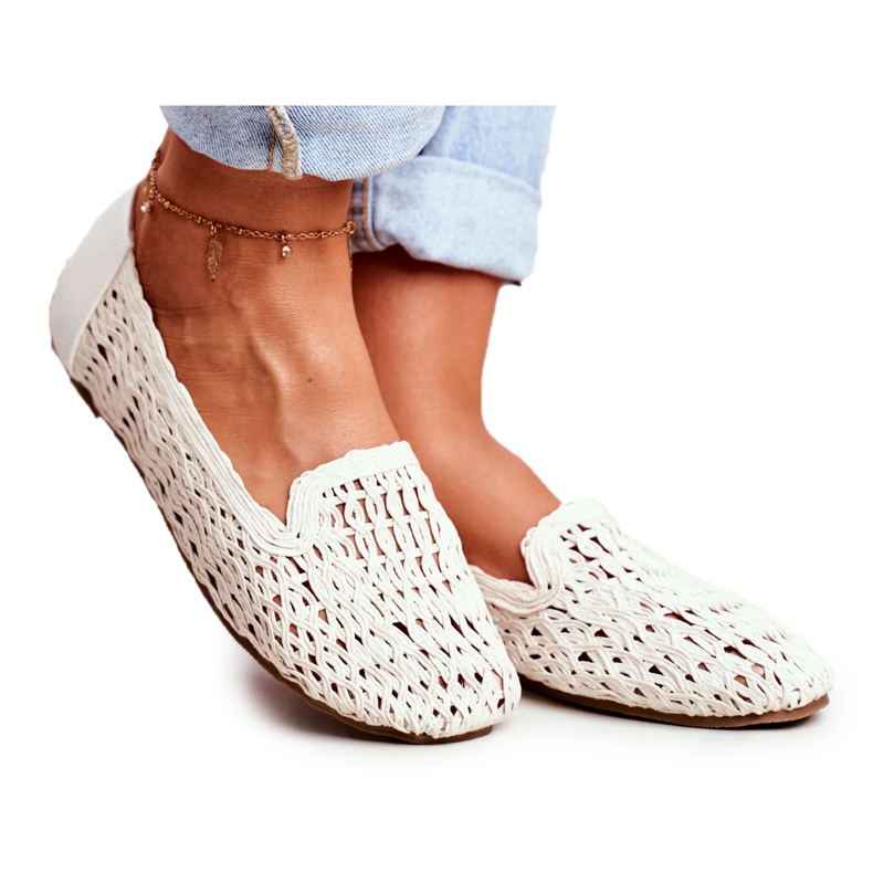 Ženske balerinke Lu Boo pletene bijele 4Ever bijela