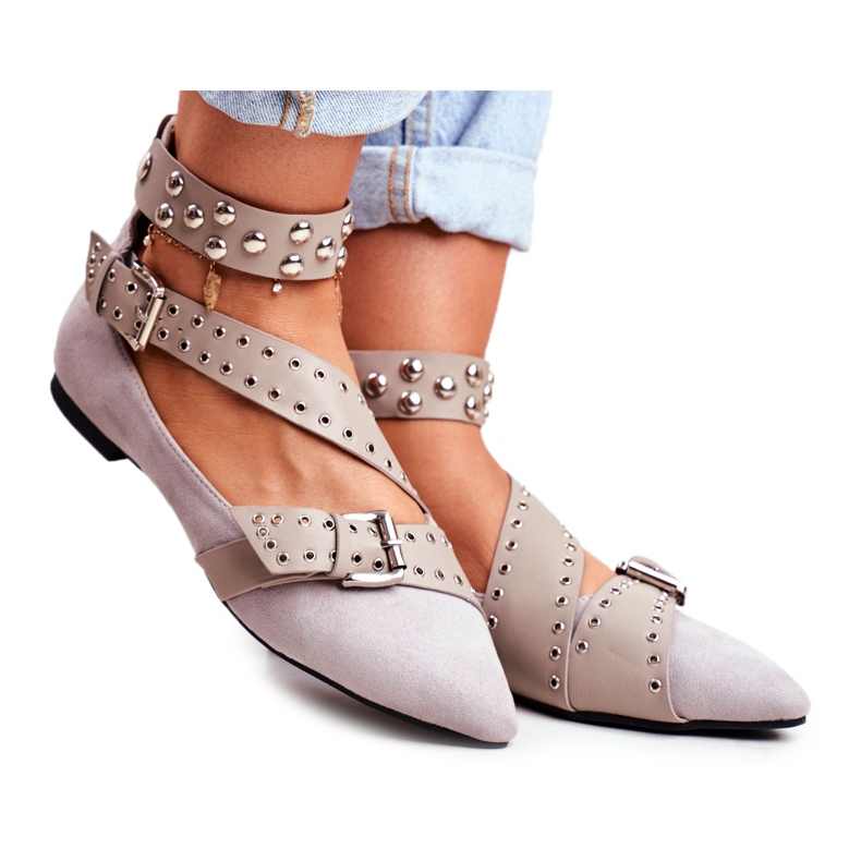 Lu Boo balerina u špic prugama zakovice Siva Esteria