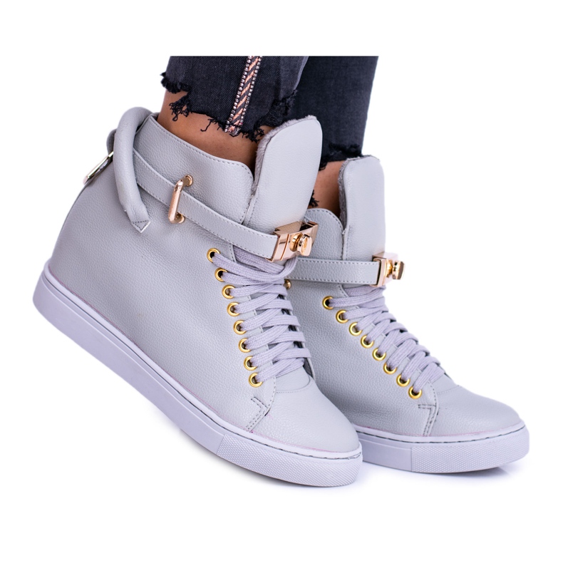 Ženske tenisice Lu Boo Siva grijana zlatni lokot