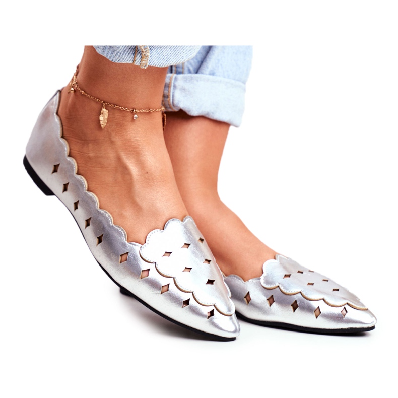 Lu Boo ženske balerinke srebrna metalik Dianna siva