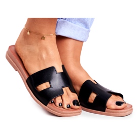 BUGO Ženske crne geometrijske klasične Theodora papuče crna