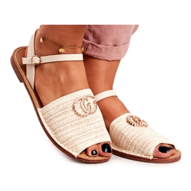 Ženske ravne sandale u bež boji Lu Boo pletene Felicia