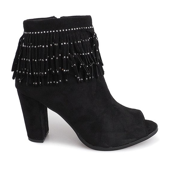 Otvorene čizme na stupu F832 Black crno