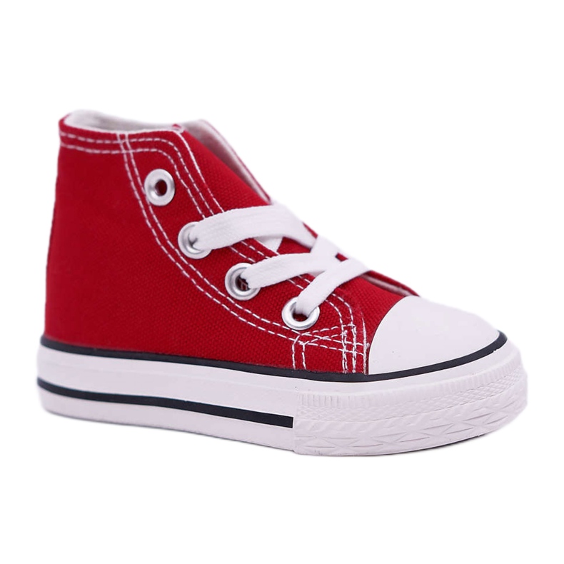 FRROCK Dječje klasične visoke tenisice s patentnim zatvaračem, crvena Filemon bijela