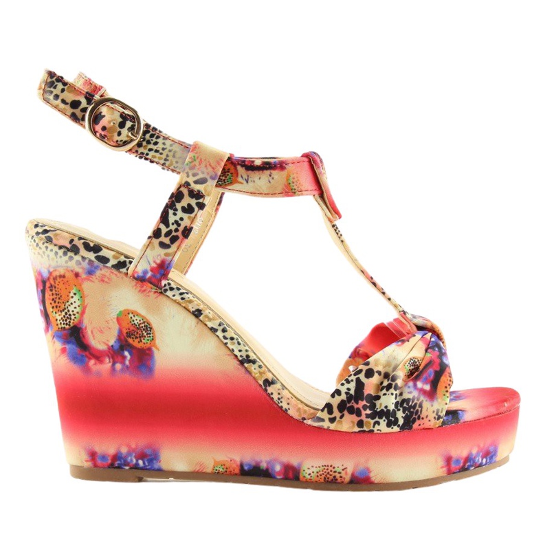 Satenske sandale na klin 903 Red II Quality crvena