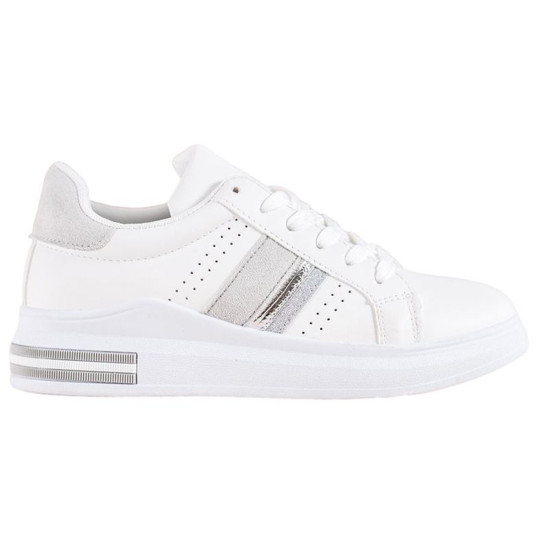 SHELOVET Tenisice s umetcima od antilopa bijela