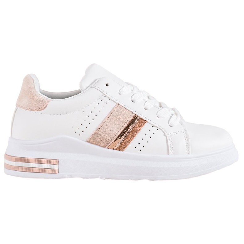 SHELOVET Tenisice s umetcima od antilopa bijela