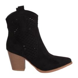 Crne ažurne kaubojske čizme ZE05P Crne crna