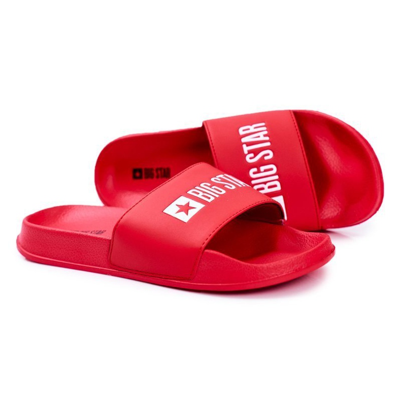 Muške papuče Big Star gumena crvena eko koža GG174932