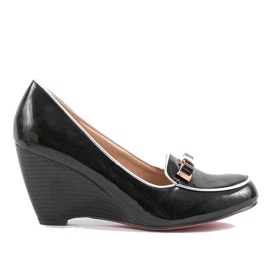 Crne pumpe s klinom s pramcem 0088-1 crna