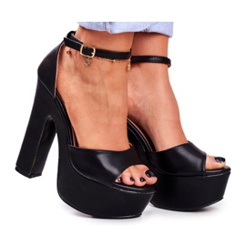 LU BOO Visoke crne sandale na platformi HighShoes platforme crna