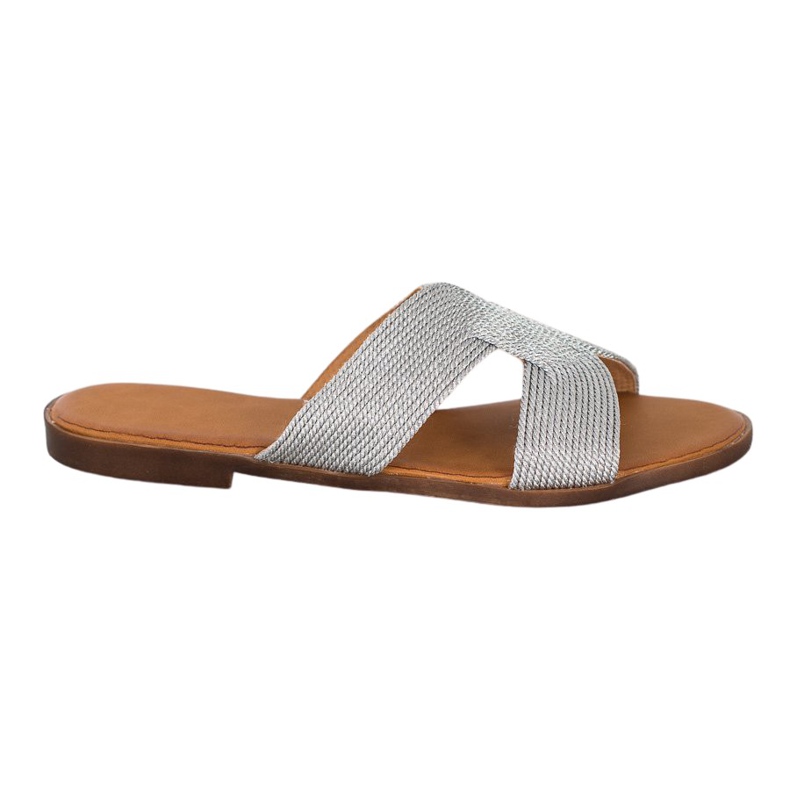 SHELOVET Elegantne srebrne papuče siva