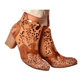 Ženske čizme na štiklu Maciejka proljetno crvena 04369-29 bež višebojan