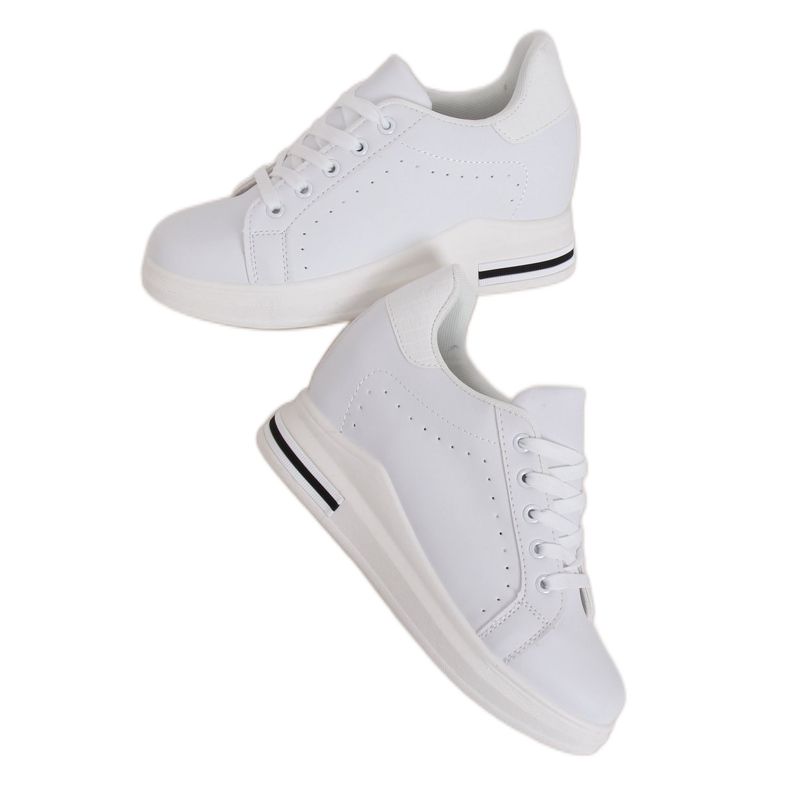 Bijele MY-0367 Bijele tenisice na skrivenoj klinnoj peti bijela