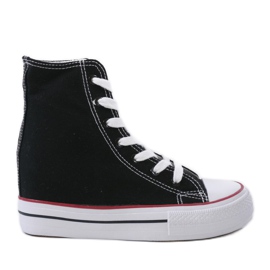 Crne tenisice s klinovima na vezanje B706-1 crna