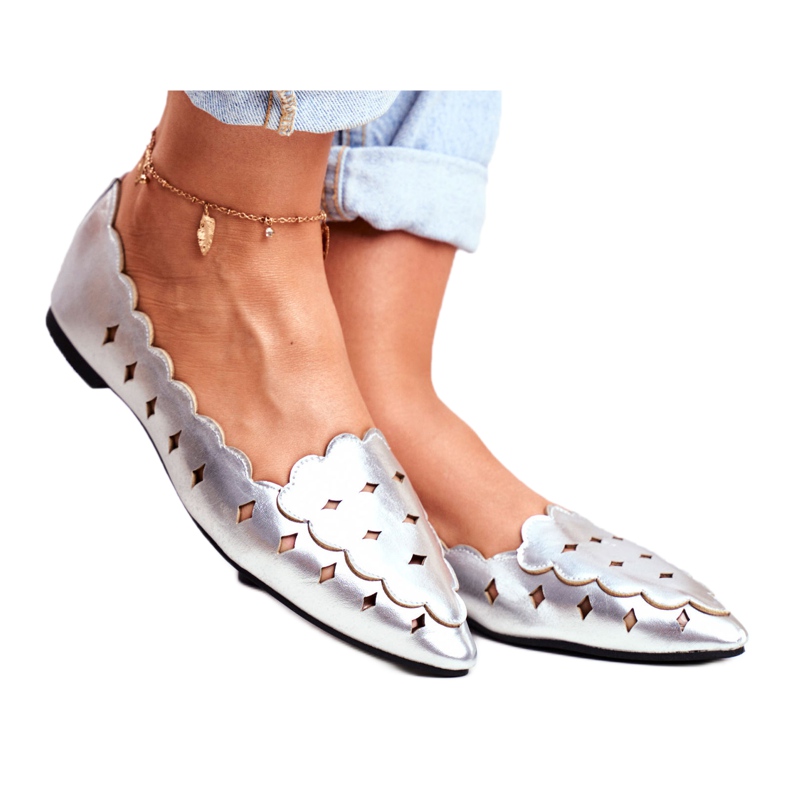 Lu Boo ženske balerinke srebrna metalik Dianna srebro