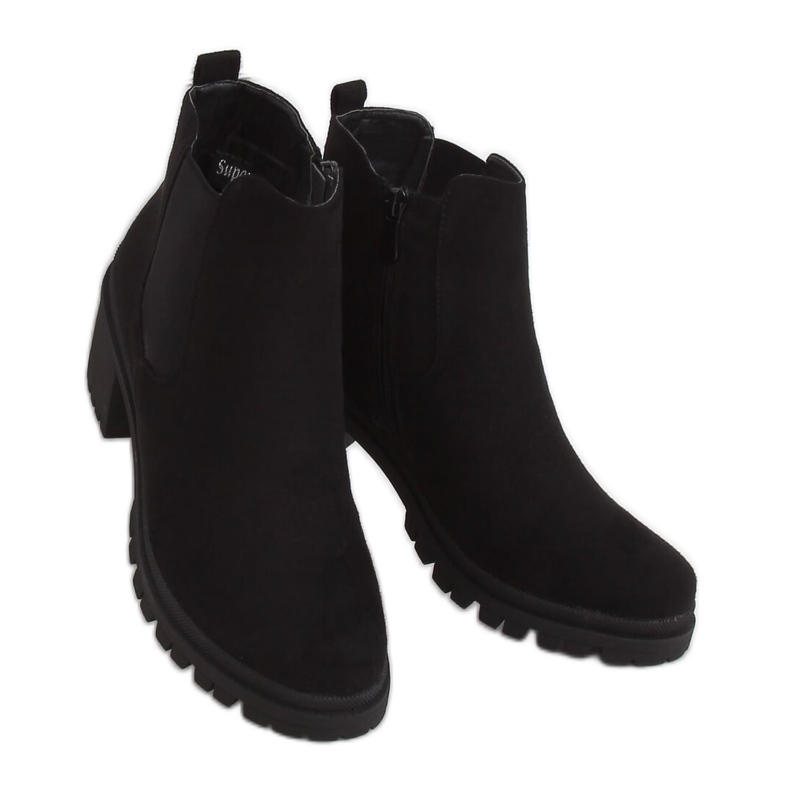 Crne čizme sa širokim potpeticama XJ-25 Crna crno