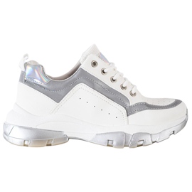 SHELOVET Tenisice od eko kože bijela siva