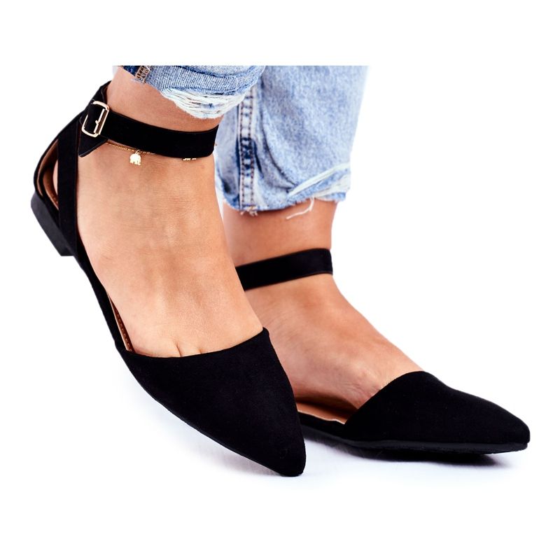 SEA Ženske crne ravne balerinke s pojasom s Allison Spitz crno