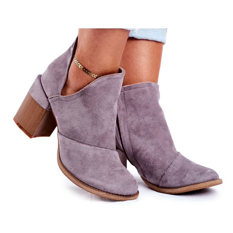 MSMG Ženske čizme na petu Sivog Meliori kroja siva