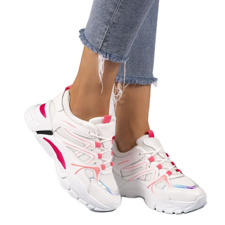 1070 bijelih sportskih tenisica s ružičastim umetcima bijela ružičasta