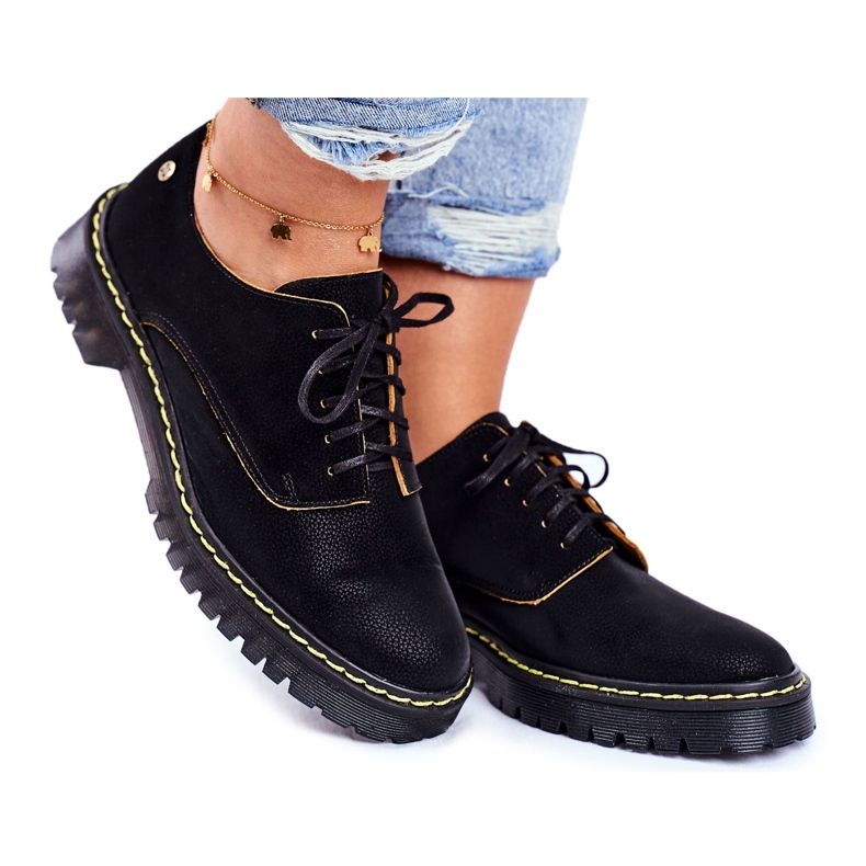 Ženske hlače Oxfords Koža Crna Maciejka 04087-01 crno