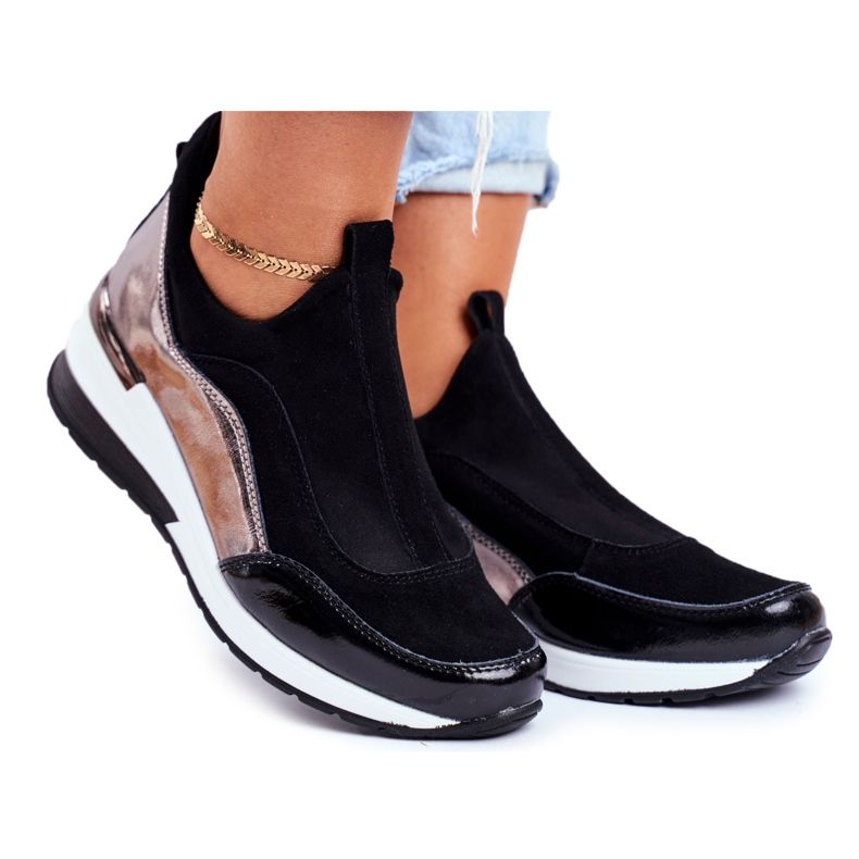 Vinceza Ženske sportske cipele tenisice crna koža 21-7780 crno