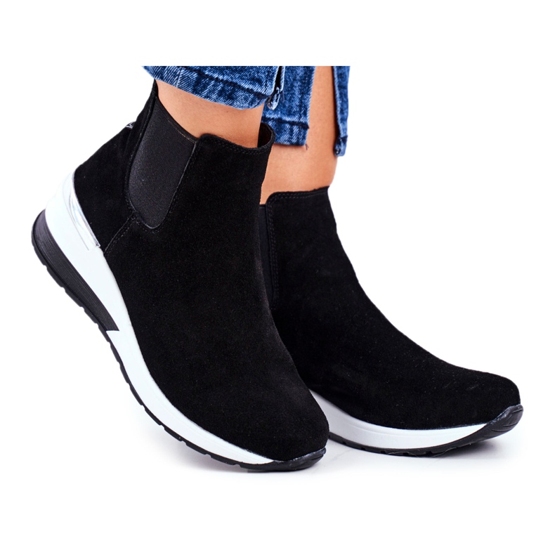 Vinceza Ženske sportske cipele tenisice crna koža 21-7781 crno