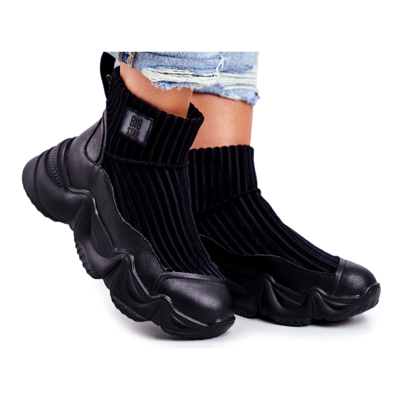 Ženske visoke sportske cipele Big Star Black GG274607 crno