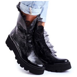 Exquisite Ženske visoke čizme lakirane kože Montegero crna