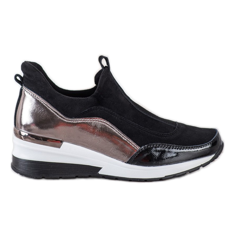 VINCEZA Kožne cipele na klizanje crno