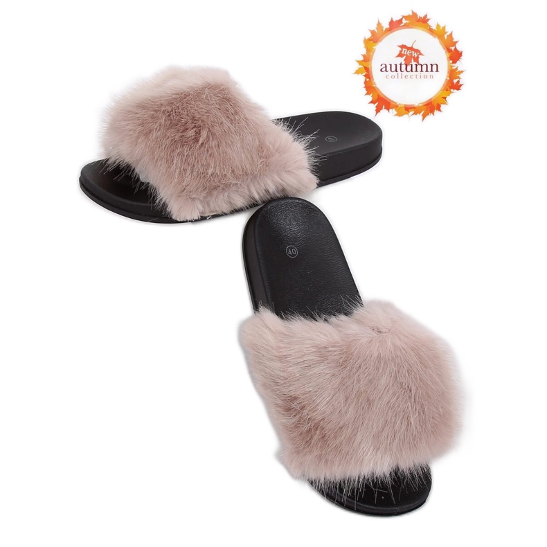 Bež papuče s krznom CK107P Bež