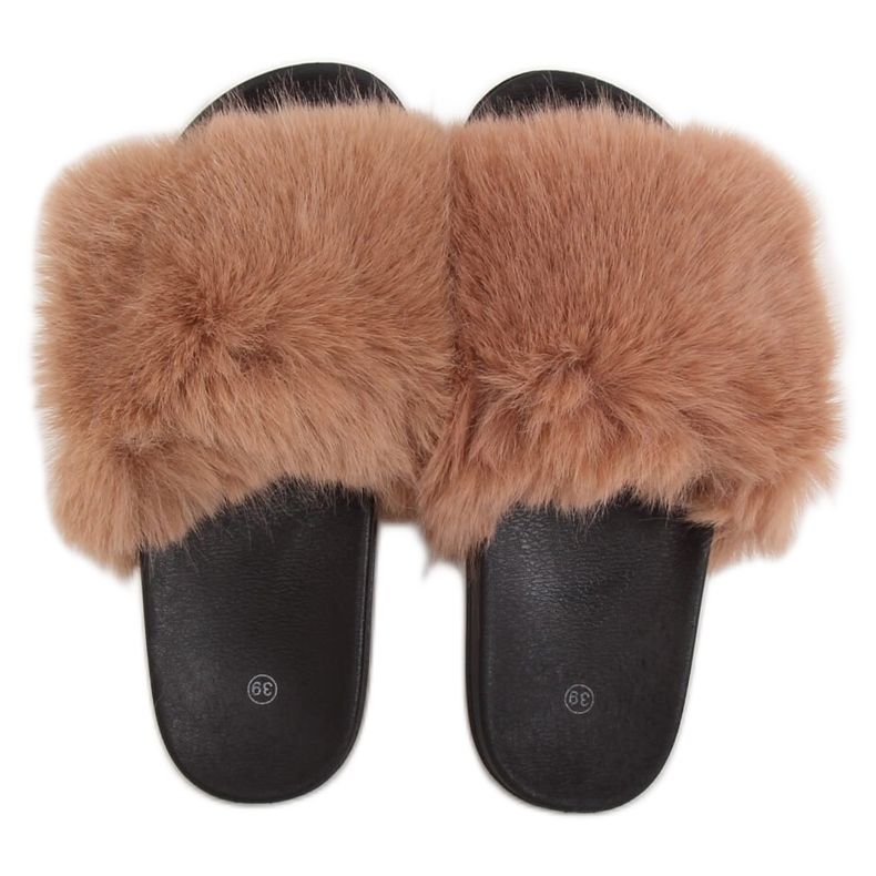 Papuče s devinim krznom CK107P Camel smeđa