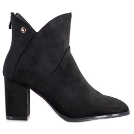 SHELOVET Čizme s visokom potpeticom od antilopa crna