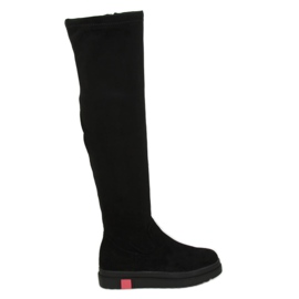 Čizme preko koljena debeli potplat crne NS135P crne crna
