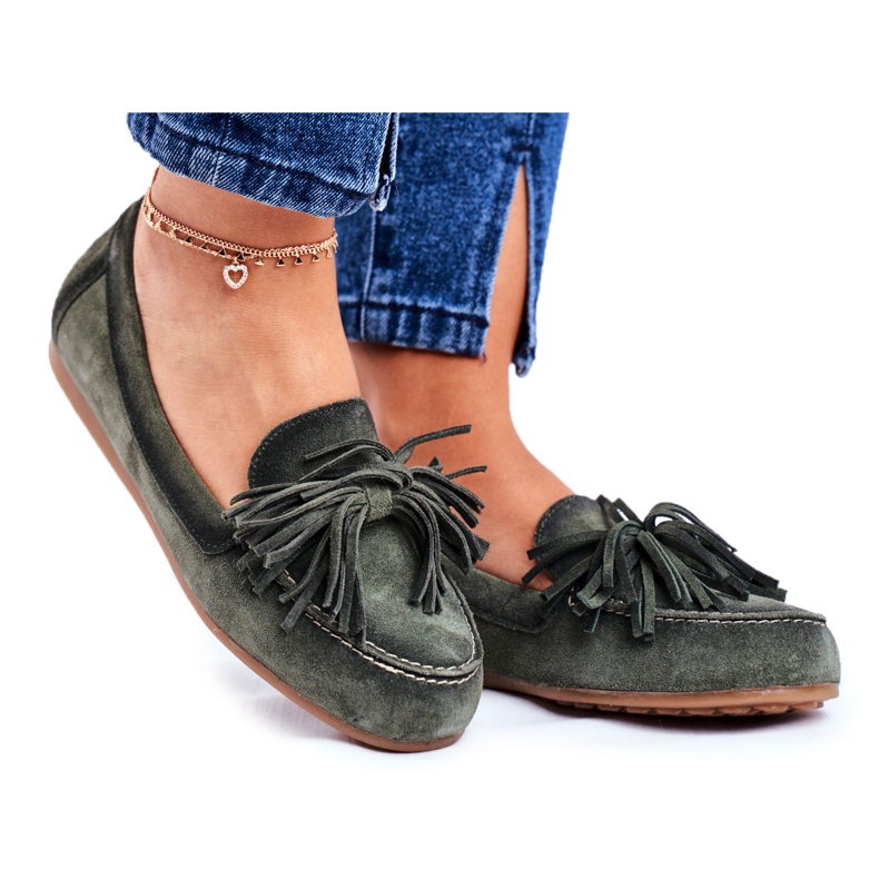 Ženske natikače Maciejka Kožna maslina 04830-24 zelena