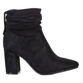 SHELOVET Čizme s visokom potpeticom od antilopa crna