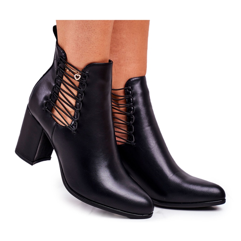 Vinceza Ženske čizme na petu navlače se s gumama crne boje Vibo crno