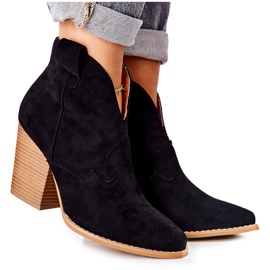 MSMG Ženske čizme na petu Black Meronet crno