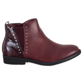 Small Swan Burgundy Snake Print čizme crvena