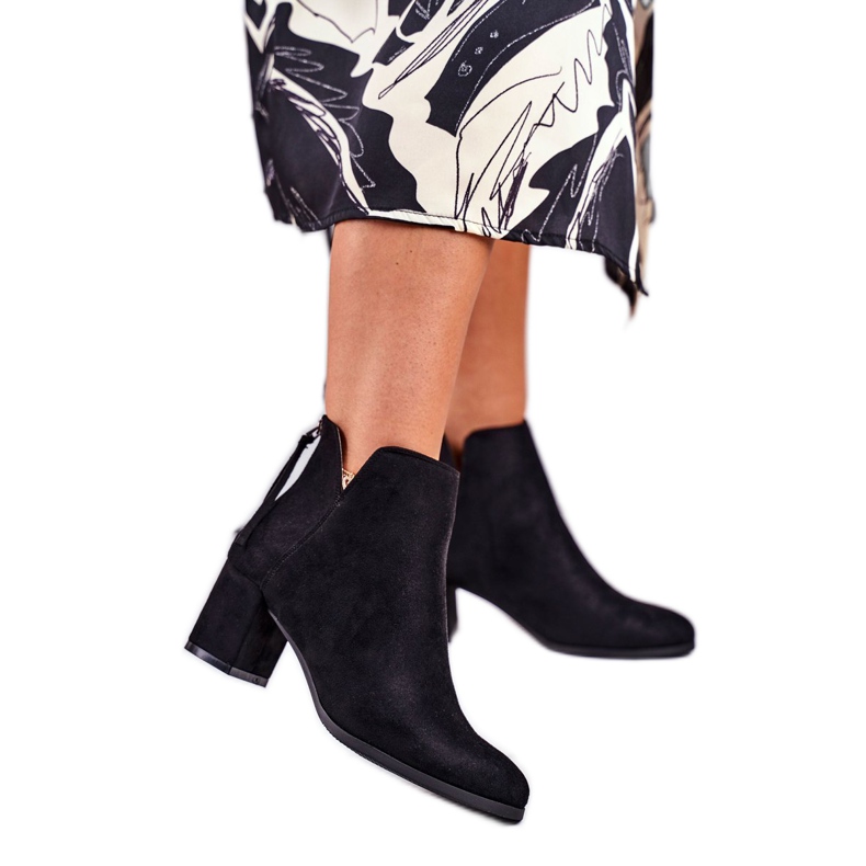 Vinceza Ženske čizme na petu, antilop, crna mimoza crno