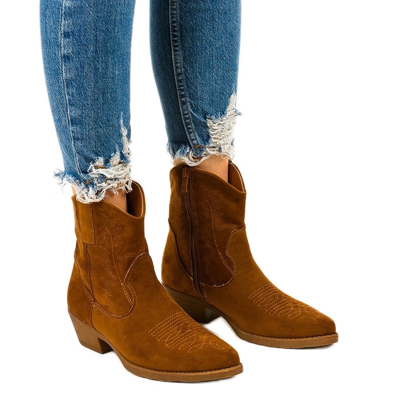 Visoke kaubojske čizme od smeđeg antilopa Kainella smeđa