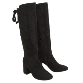 Crne čizme s visokim potpeticama J19-65 Crne crna