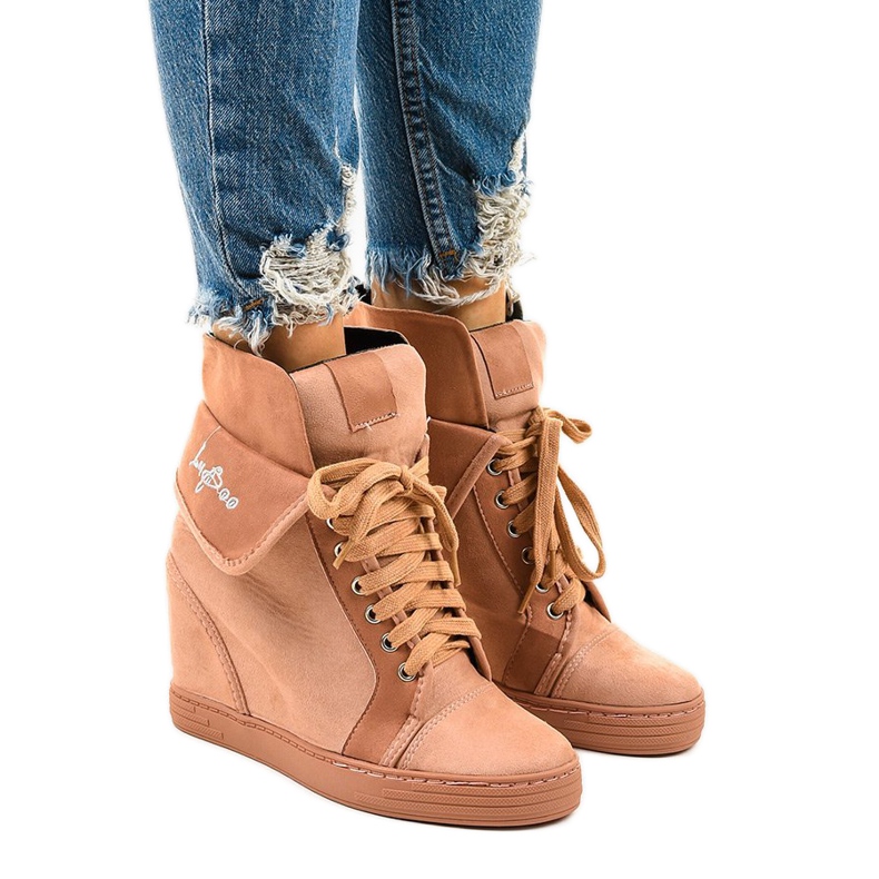 Ružičaste tenisice s klinovima na vezanje B12-22 ružičasta