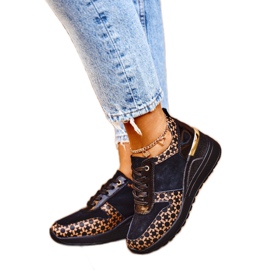 S.Barski Ženske sportske cipele Tenisice Kožne Crne Metronus bež crna zlatni