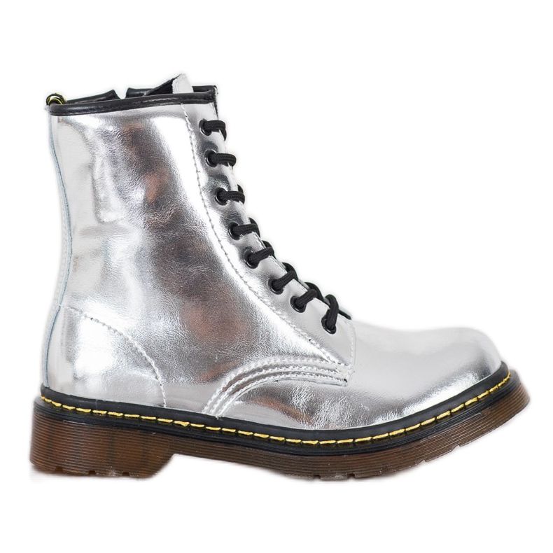 Kožne borbene čizme s MCKEY patentnim zatvaračem srebro