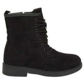 Crne čizme na vezanje E2002 Crna