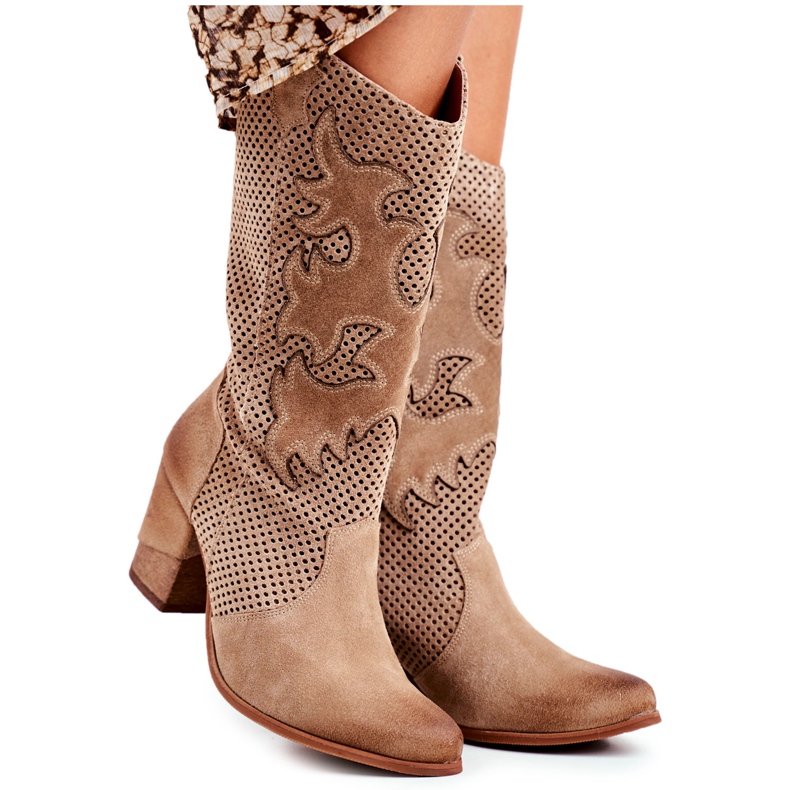 Exquisite Ženske gležnjače na visoku petu Bež kožna ružmarin